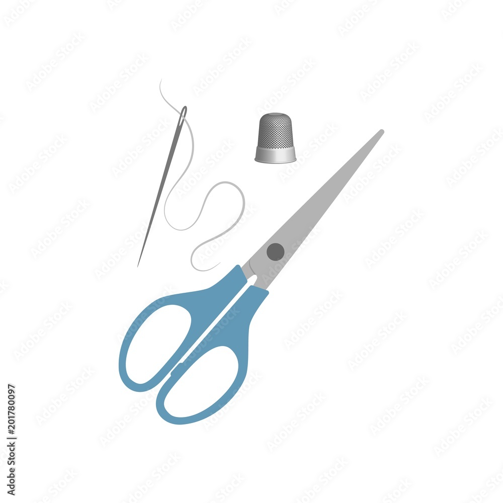 Cartoon Scissors Needle And Thread