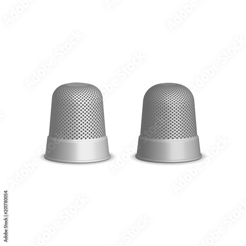 Thimble for sewing, sketch illustration of accessories for sewing. Flat isolated vector illustration, on a white background.