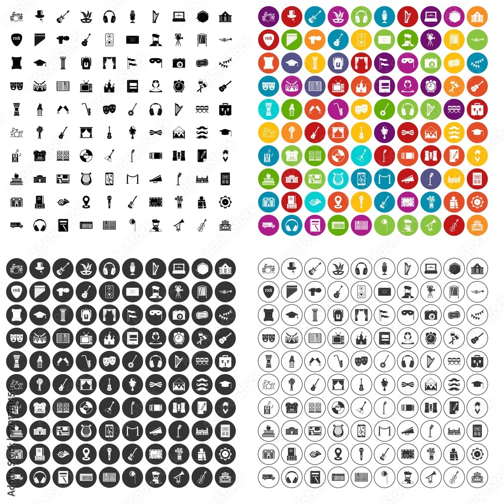 100 conservatory icons set vector in 4 variant for any web design isolated on white