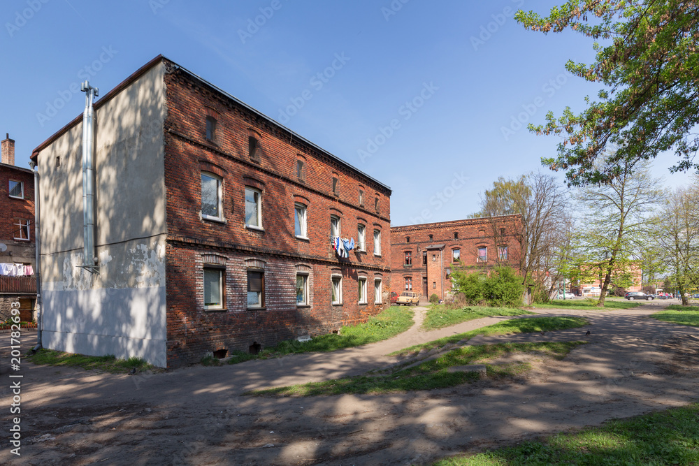 Traditional old brick houses in Zabrze