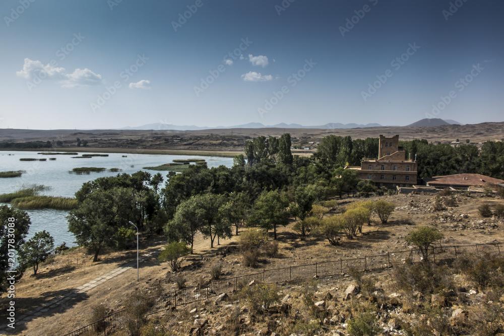 Shore of Lake Sevan in the area of Sevanavank monastery