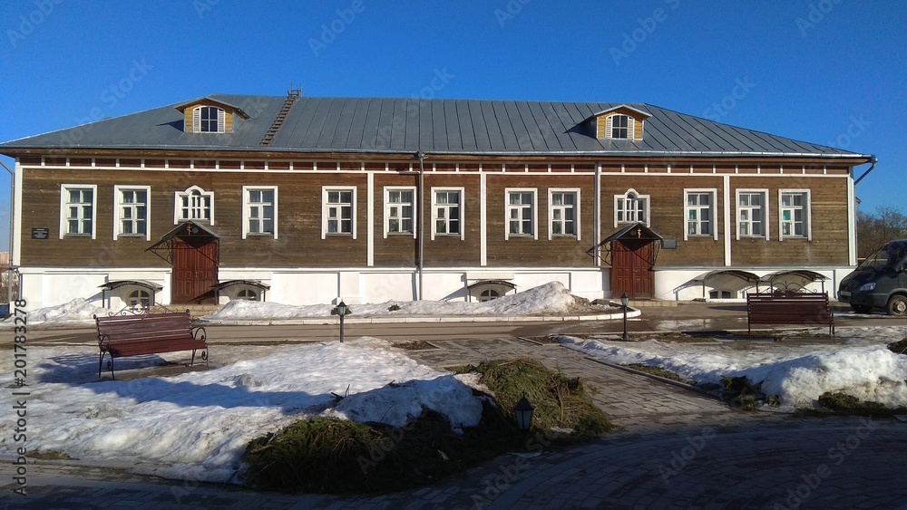 Wooden house in territory of monastery (Smolensk, Russia) Wooden house in territory of monastery (Smolensk, Russia)