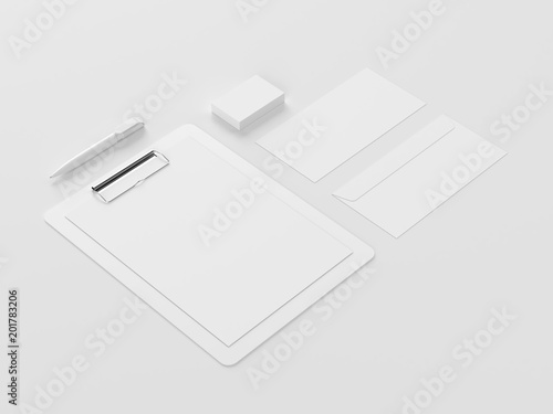 Mock-up for corporate identity. 3D rendering