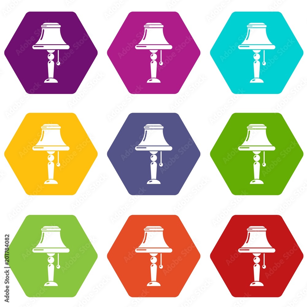 Kitchen lamp icons 9 set coloful isolated on white for web Kitchen lamp icons 9 set coloful isolated on white for web