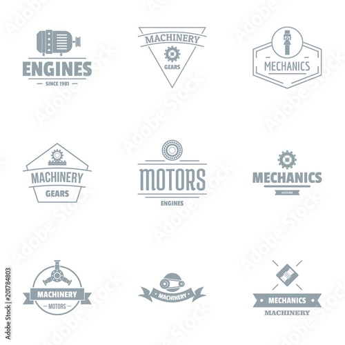 Motor logo set. Simple set of 9 motor vector logo for web isolated on white background