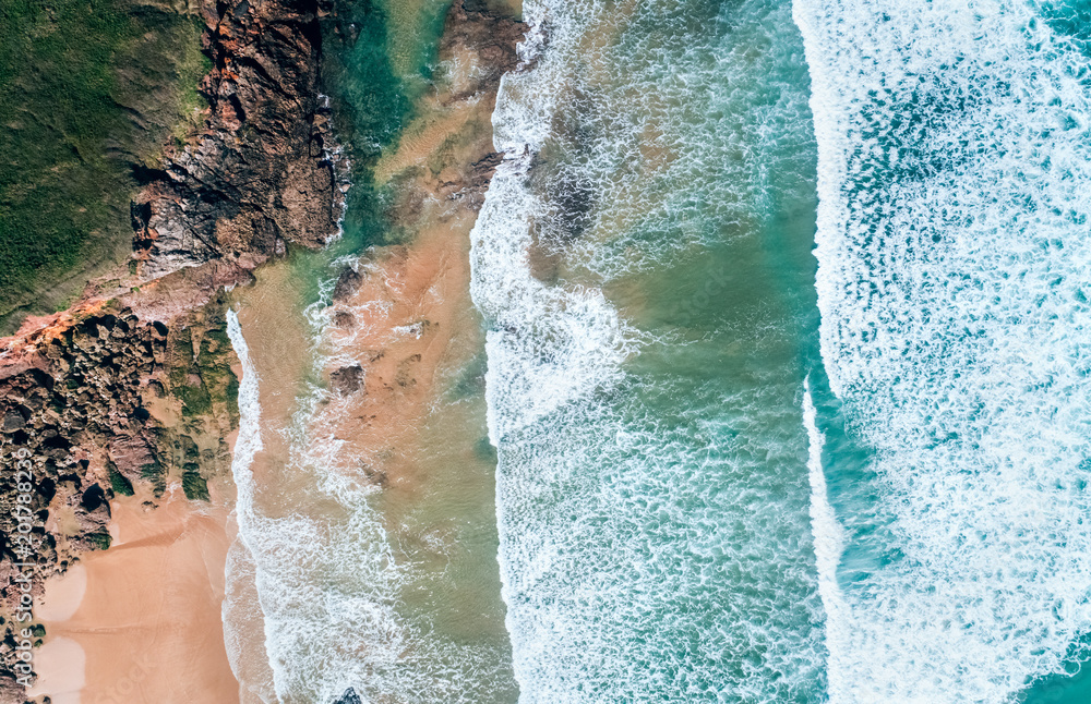 Aerial view of a rocky beach Aerial view of a rocky beach