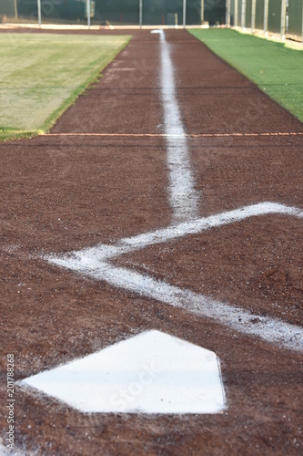 Looking down the first base line from home