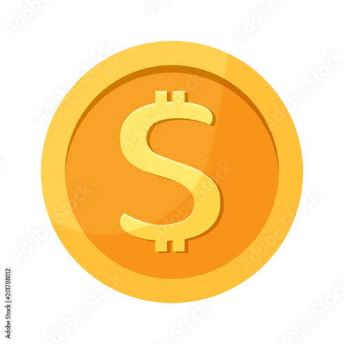 Dollar golden coin. Money icon. Vector illustration