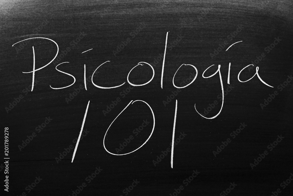 The words Psicología 101 on a blackboard in chalk The words Psicología 101 on a blackboard in chalk