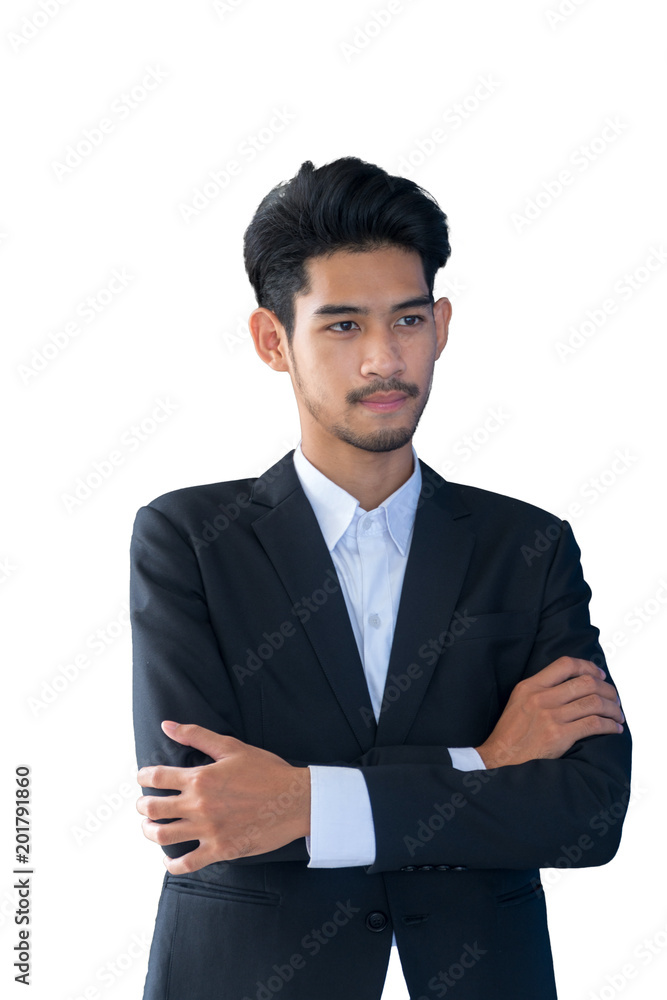 Portrait of handsome young businessman standing arms crossed isolated on white background. Portrait of handsome young businessman standing arms crossed isolated on white background.