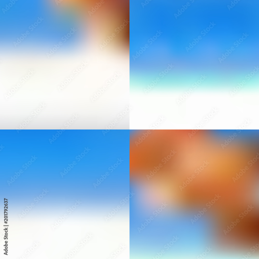 Abstract blurred summer background. Set of gradients. Vector