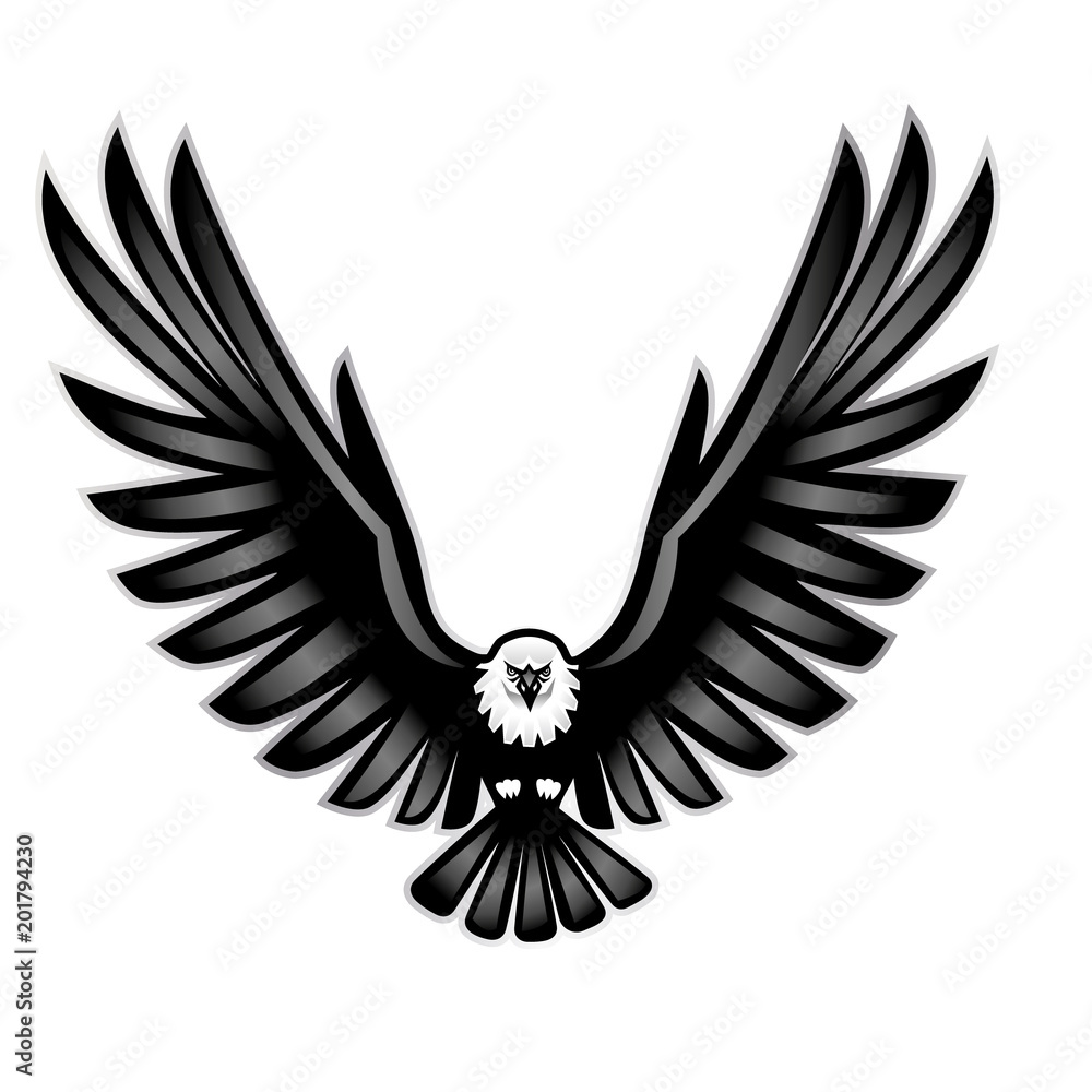 Obraz premium vector illustration of a open wings eagle