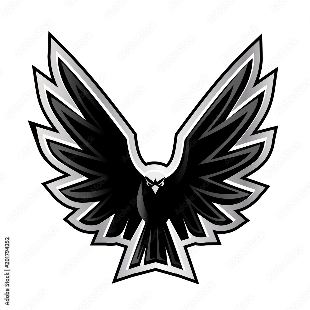vector illustration of a open wings eagle