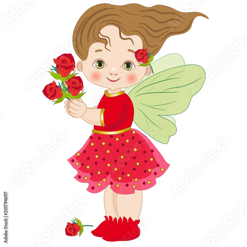 Fairy of roses on a white background