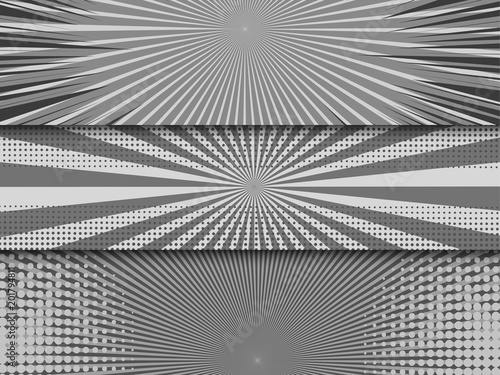 Wallpaper Mural Comic book monochrome horizontal banners Torontodigital.ca