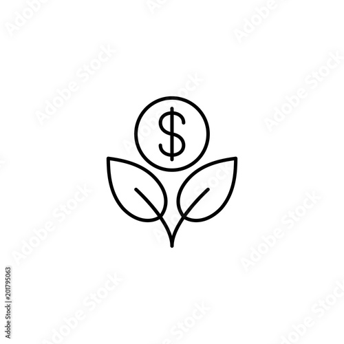 money tree growth line black vector icon