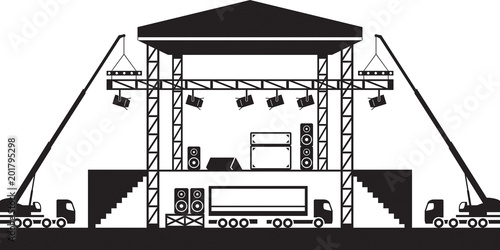 Building of musical scene - vector illustration