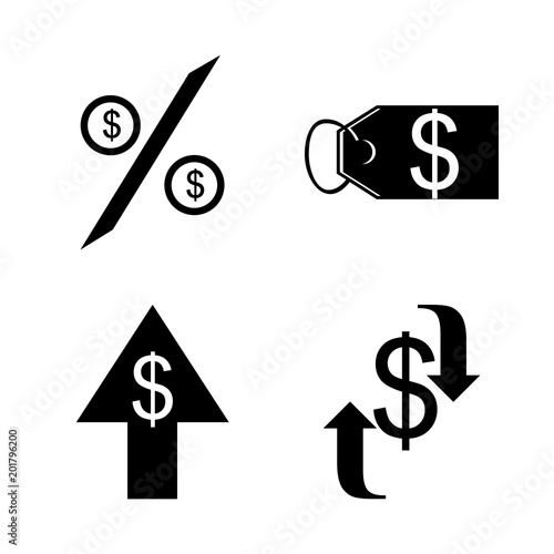 icon Currency with dollar, usd currency symbol, dollar pracent, finance and business