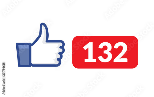 Thumbs up like social network icon. New likes number appreciation online. Web blogging concept