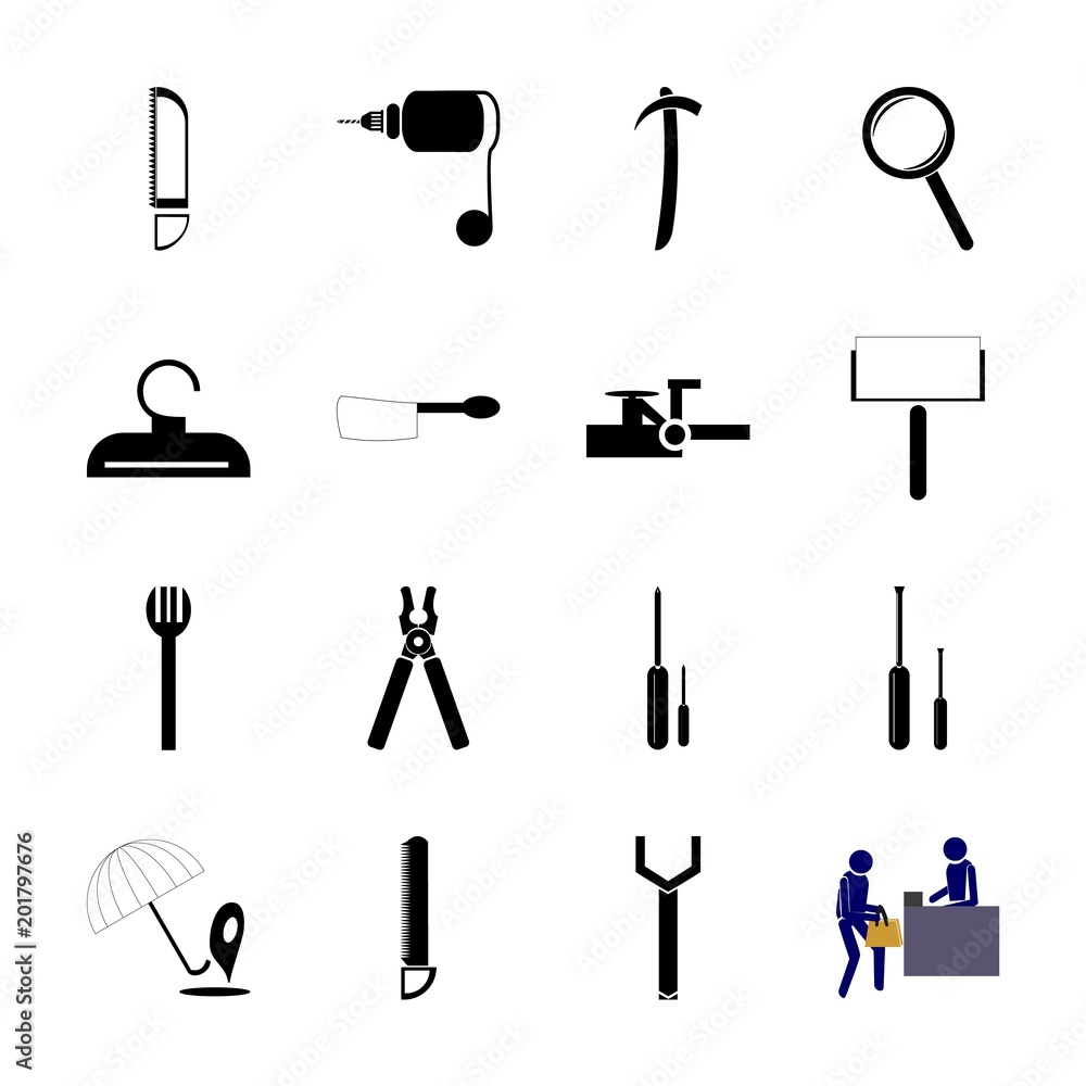 Obraz premium icon Instruments And Tools with construction, boutique, settings tools, roller and colored