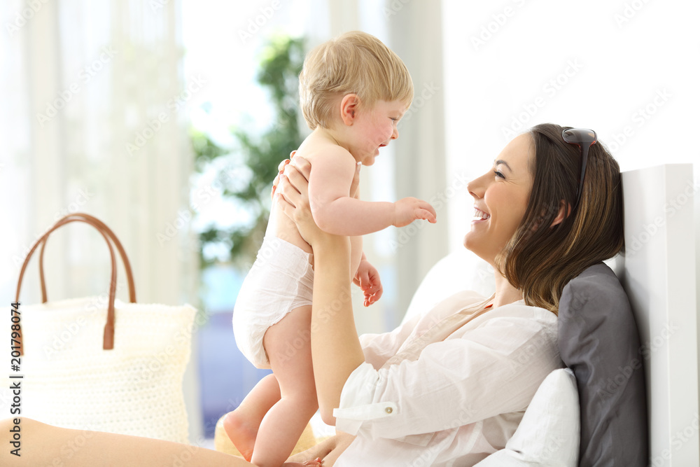 Happy mother and son enjoying summer vacations Happy mother and son enjoying summer vacations