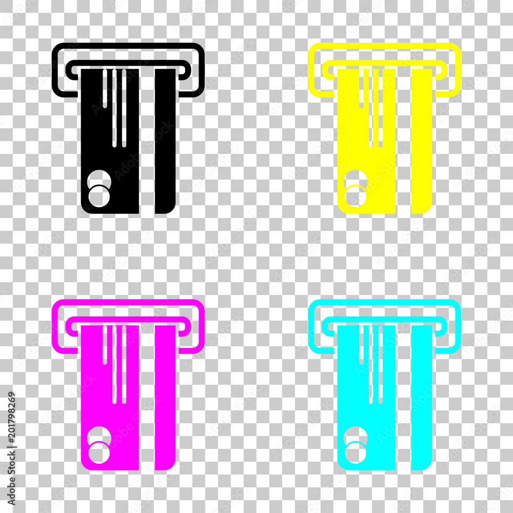 ATM machine and credit card icon. Colored set of cmyk icons on transparent background ATM machine and credit card icon. Colored set of cmyk icons on transparent background