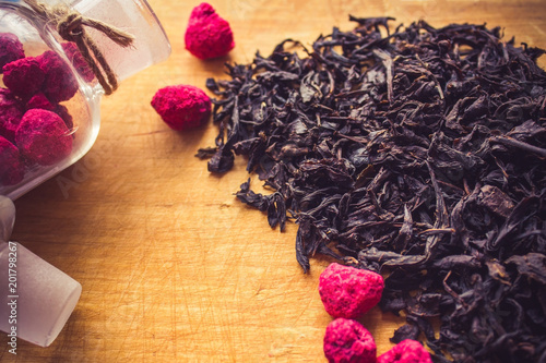 Dried raspberry, an additive to tea.