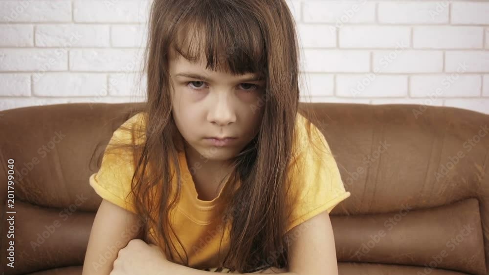 The child is depressed. Offended little girl. The child is depressed. Offended little girl.