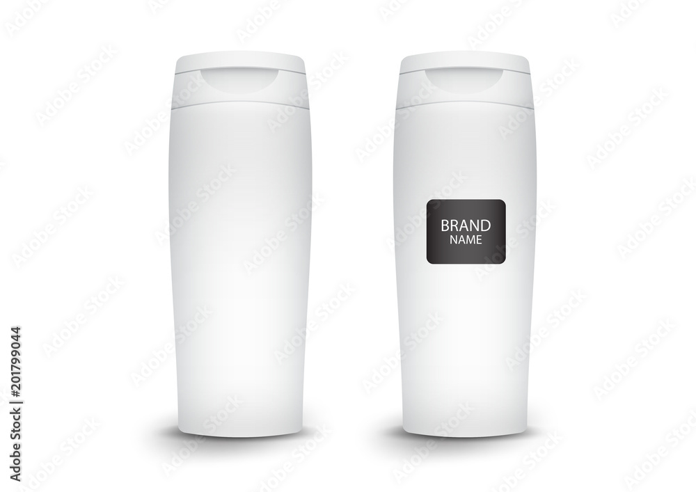 White plastic Shampoo Bottle, MockUp Template, product design, 3d bottle vector illustration White plastic Shampoo Bottle, MockUp Template, product design, 3d bottle vector illustration