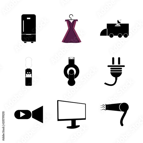 icon Electronic with hair dryer, machine, television, device and women dress