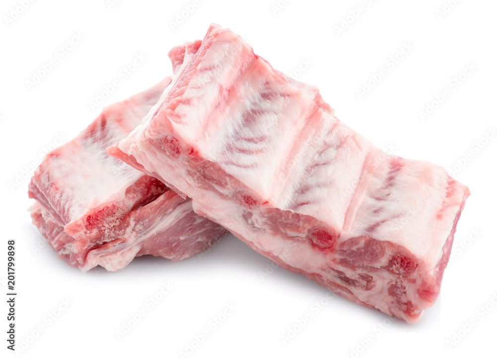Raw ribs on white background Raw ribs on white background