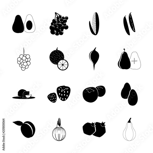 icon Fruits And Vegetables with bombshell, dredge corn, citru, vegetable and eatable
