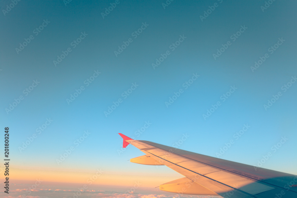 Fototapeta premium View from plane window, cloud sky