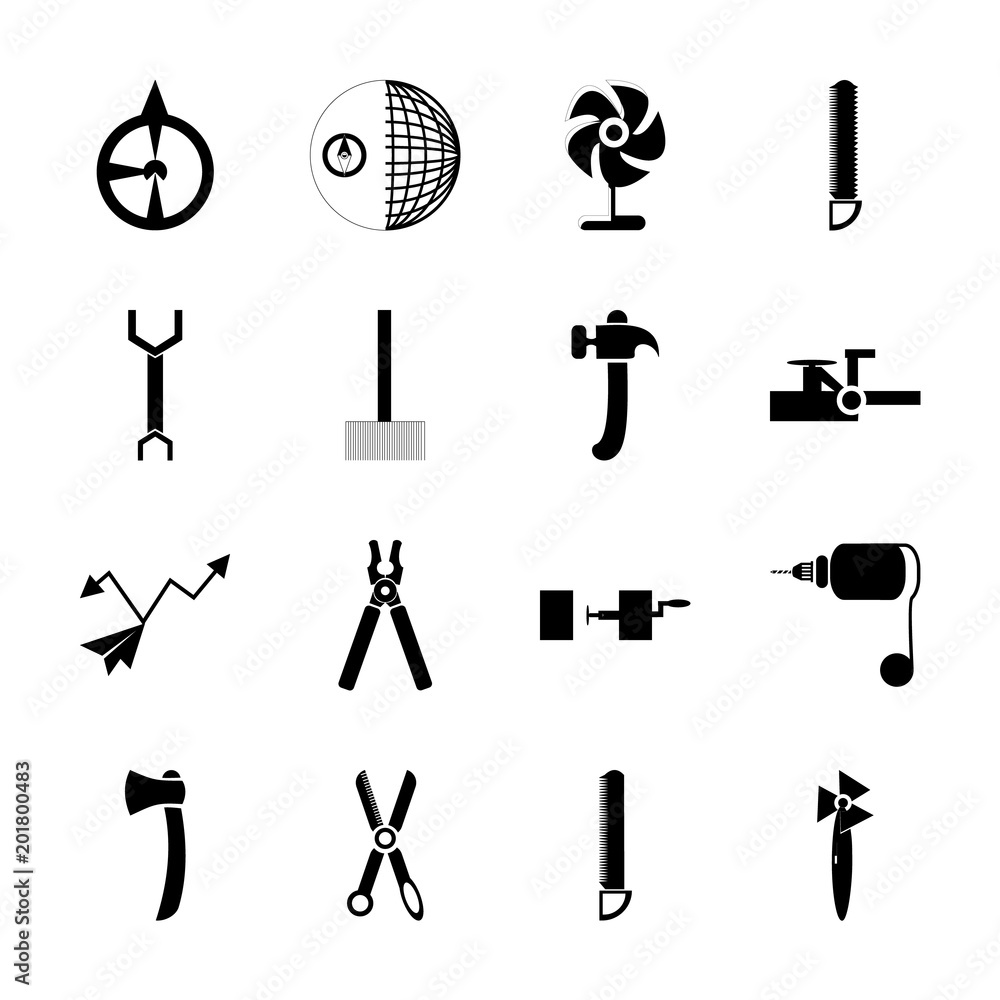 Fototapeta premium icon Instruments And Tools with white, filled, tracking, blackground and analysis