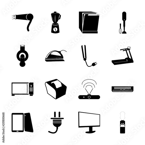 icon Electronic with athletic, transfer, cooking, hair dryer and climate