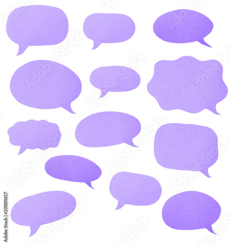 Purple Paper Cut Outs of Speech Bubbles