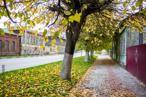 Autumn street in the historic city of Borovsk, Russia
 photo