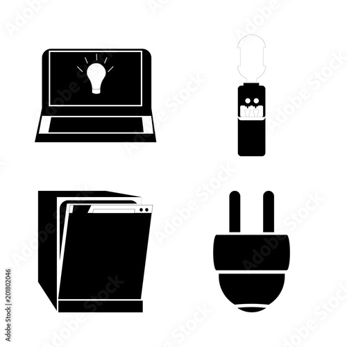 icon Electronic with home, work , screen, dishes and internet