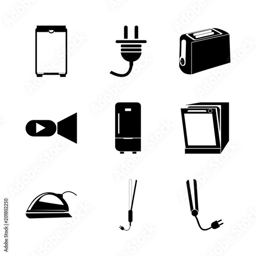 icon Electronic with hair salon, video camera, technology, breakfast and coolness
