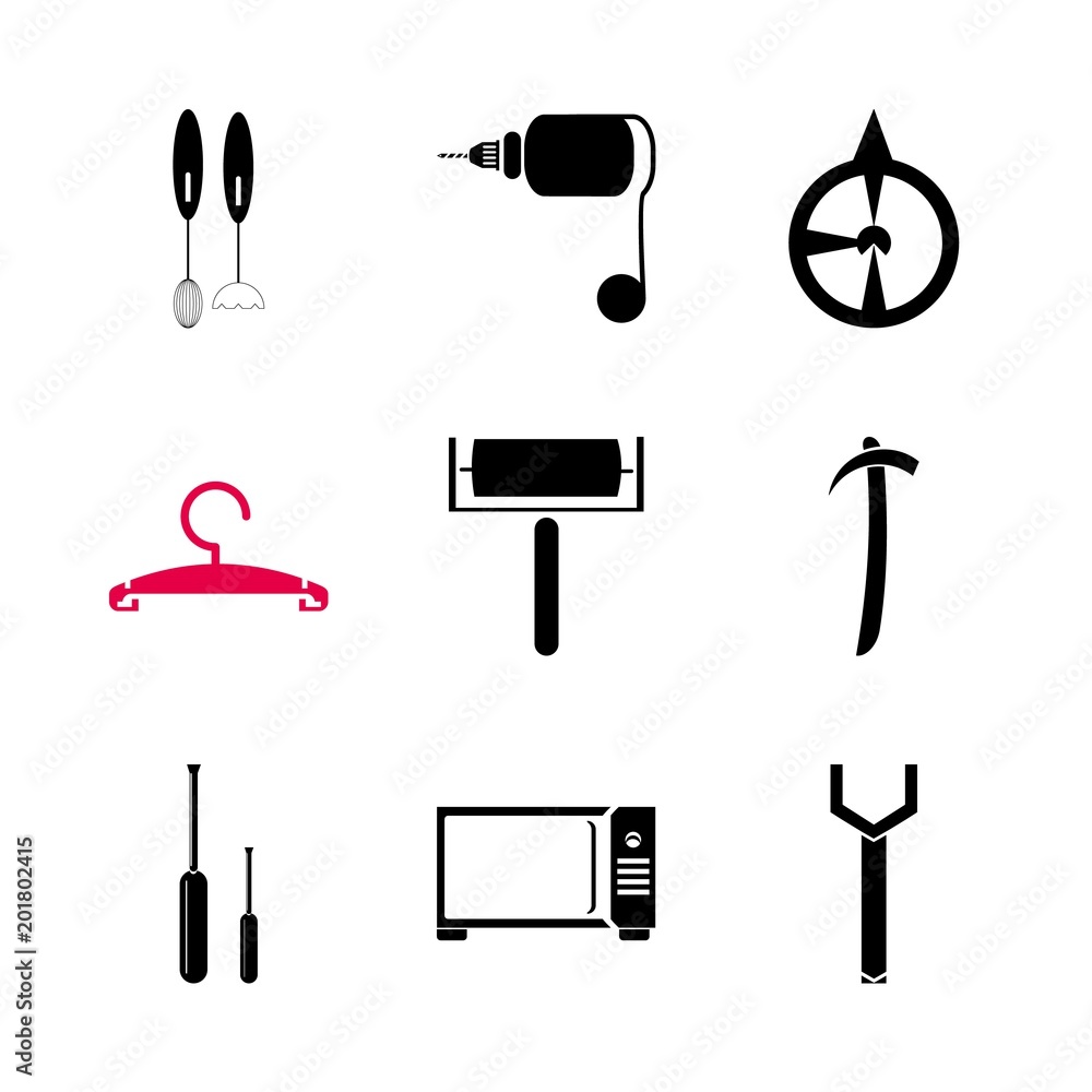 Fototapeta premium icon Instruments And Tools with compas, fixing, colored, wrench and tool