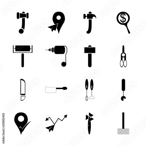 icon Instruments And Tools with turbine, blade, cartoon, fixer and isometric