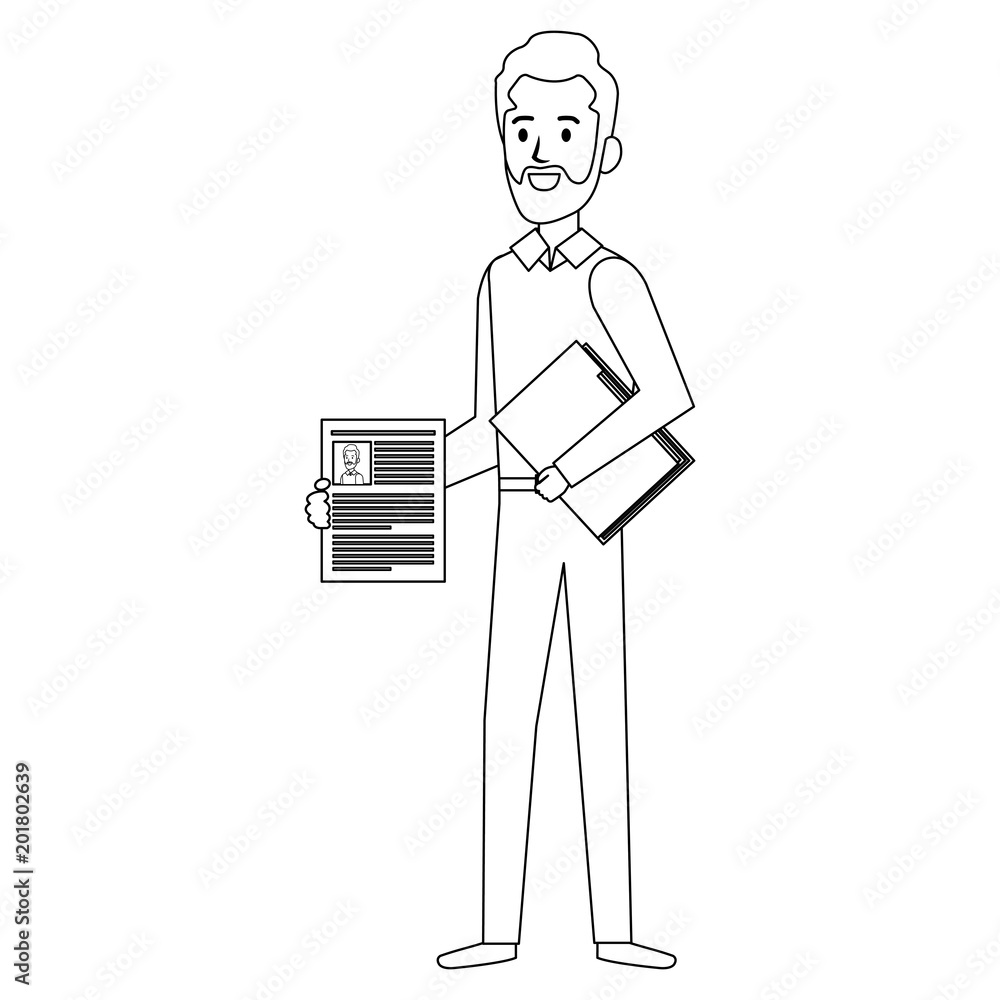 businessman with curriculum and folder vector illustration design businessman with curriculum and folder vector illustration design