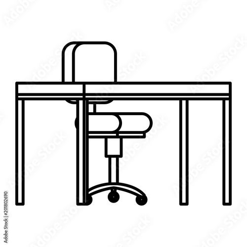 office chair with desk wooden vector illustration design