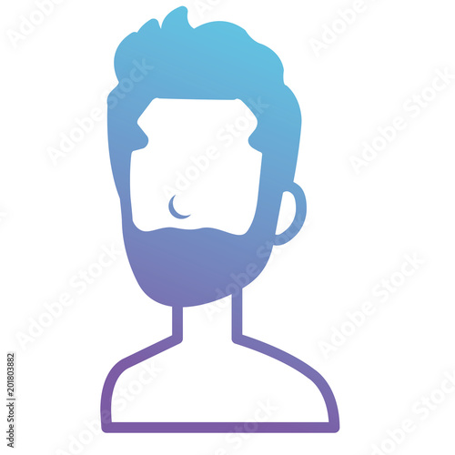 young man with beard shirtless avatar character vector illustration design