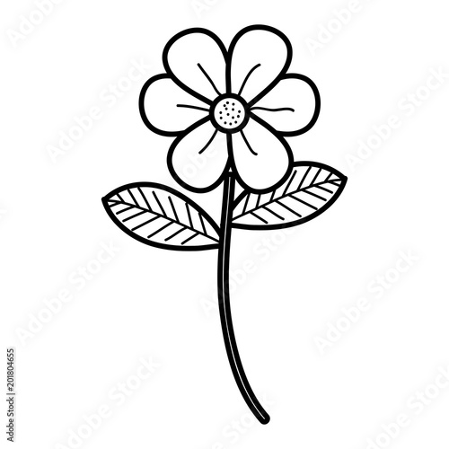 flowers and leafs decorative icon vector illustration design