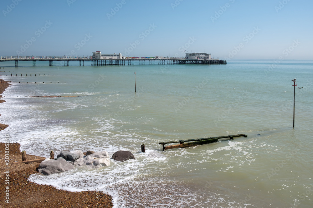 WORTHING, WEST SUSSEX/UK - APRIL 20 : View of Worthing Pier in West Sussex on April 20, 2018