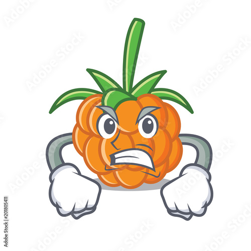 Angry cloudberry mascot cartoon style