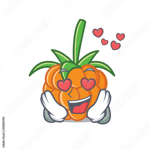 In love cloudberry mascot cartoon style