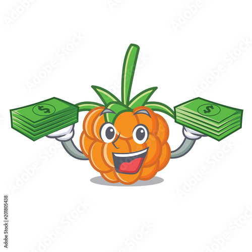 With money bag cloudberry mascot cartoon style