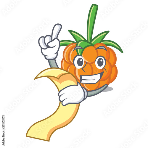 With menu cloudberry mascot cartoon style